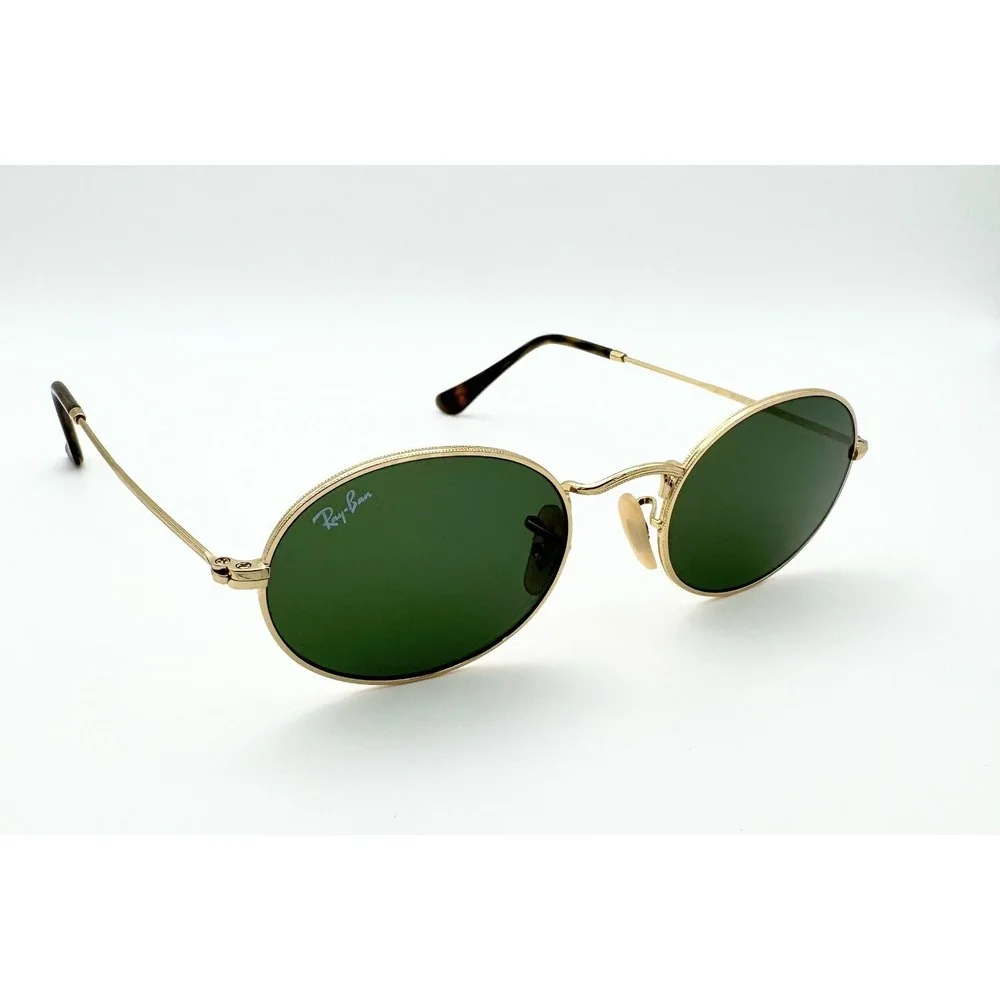 Ray Ban RB3547-N Oval Flat Lenses Gold Y2K Sunglasses 001 51-21 Made in Italy